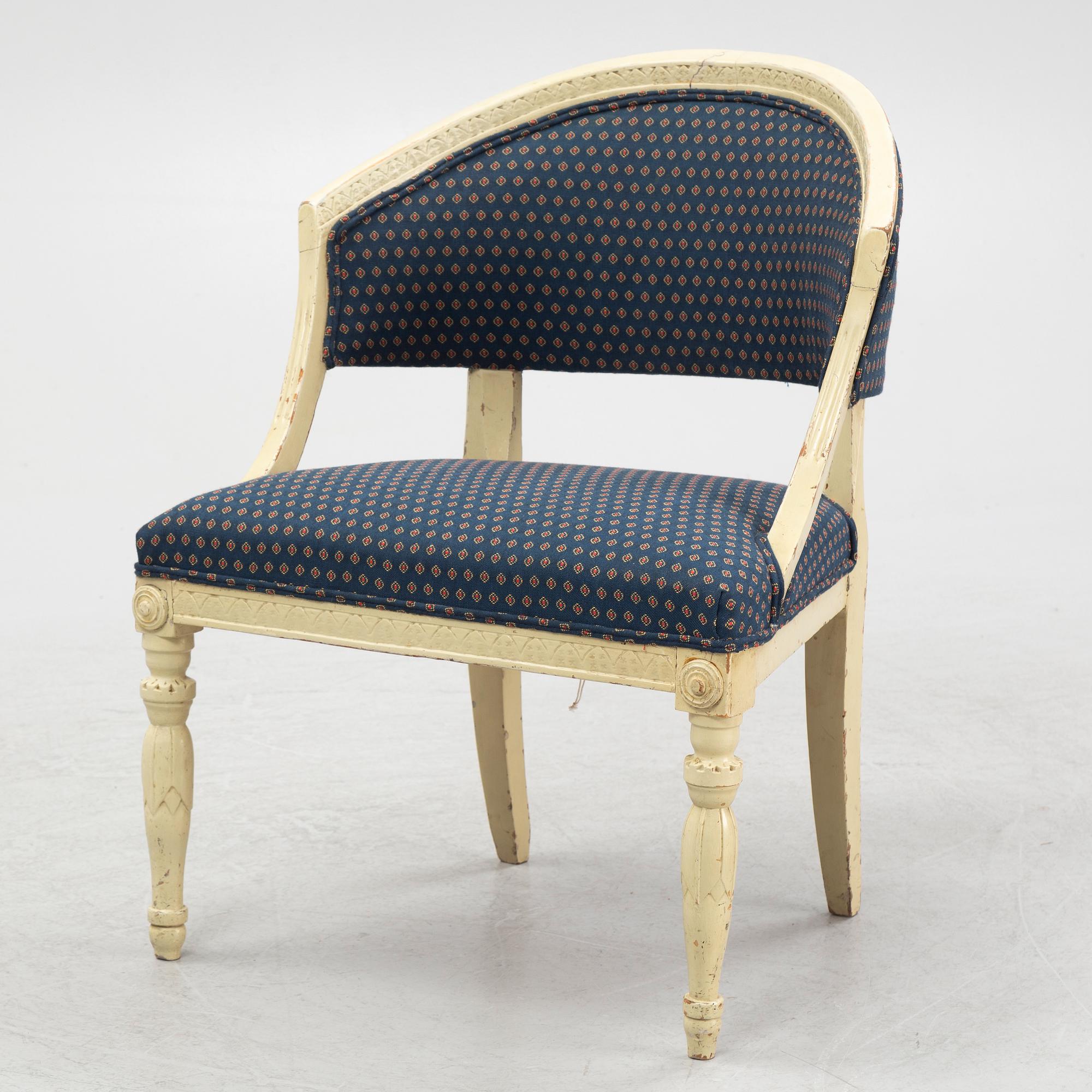 A, late Gustavian armchair, provincial work, early 19th century.