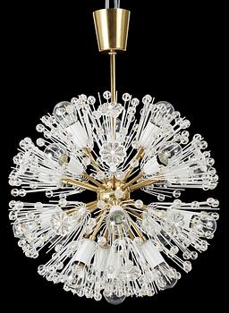 An Emil Stejnar brass crystal chandelier by Rupert Nikoll, Austria.