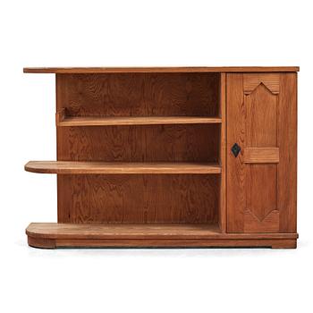 'Sporstugemöbel', a stained pine 'Lovö' bookcase, Nordiska Kompaniet, Sweden 1930's-40's.