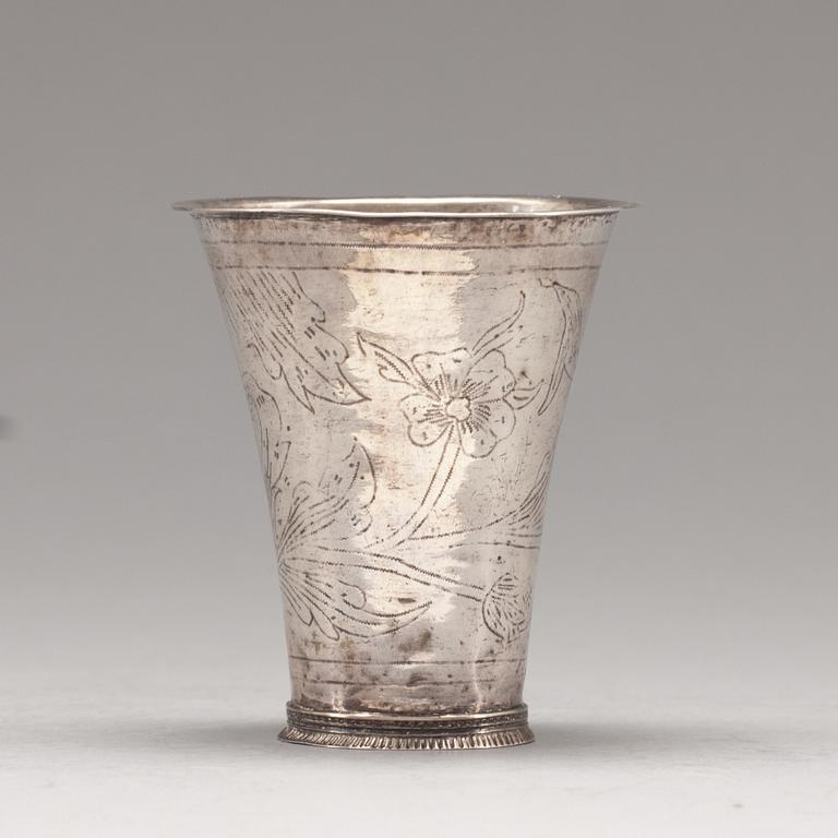 BÄGARE, silver. Johan Bergengren (1752-1788) Kristianstad, 1775. C:a 78 g.