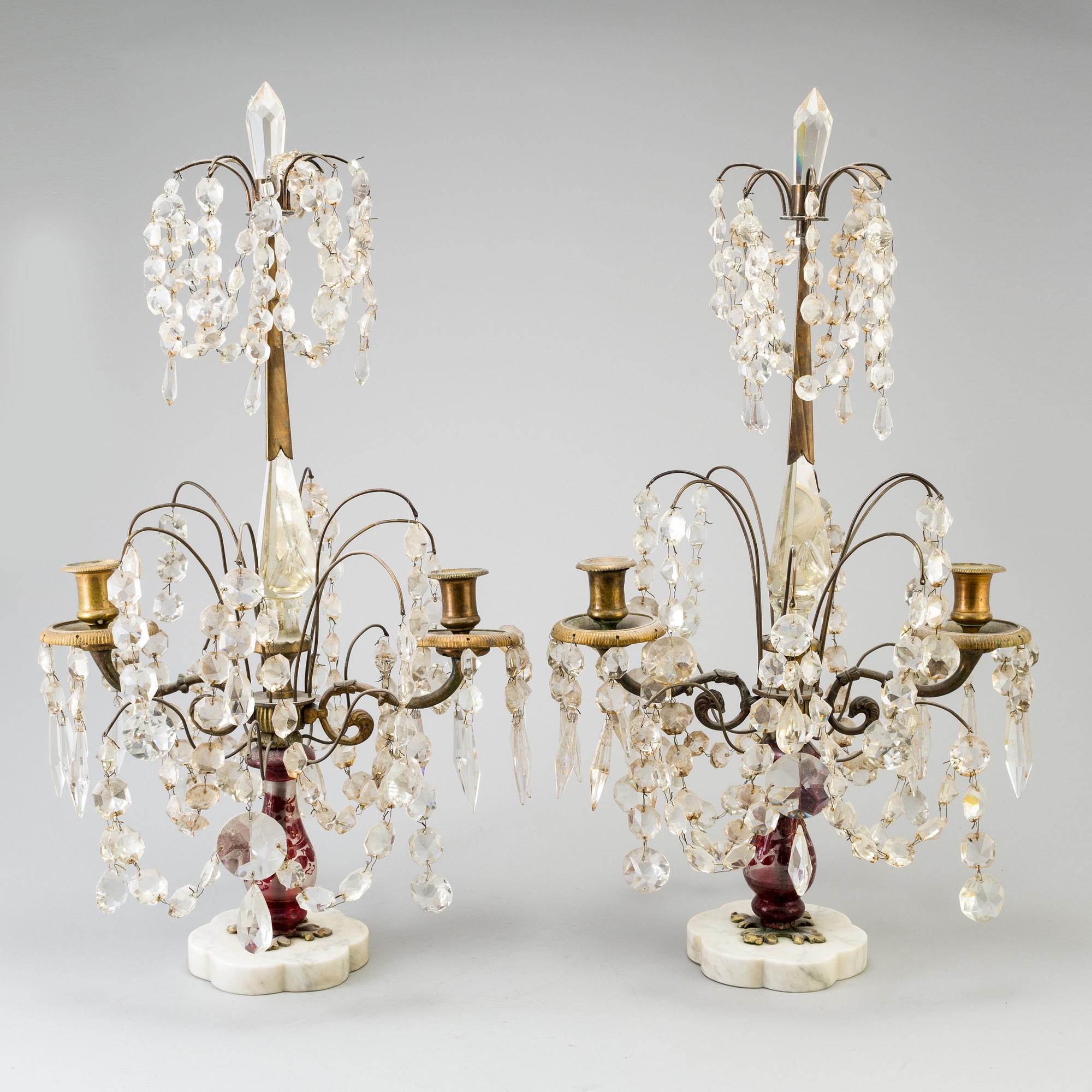A PAIR OF EARLY 20TH CENTURY GIRANDOLES.