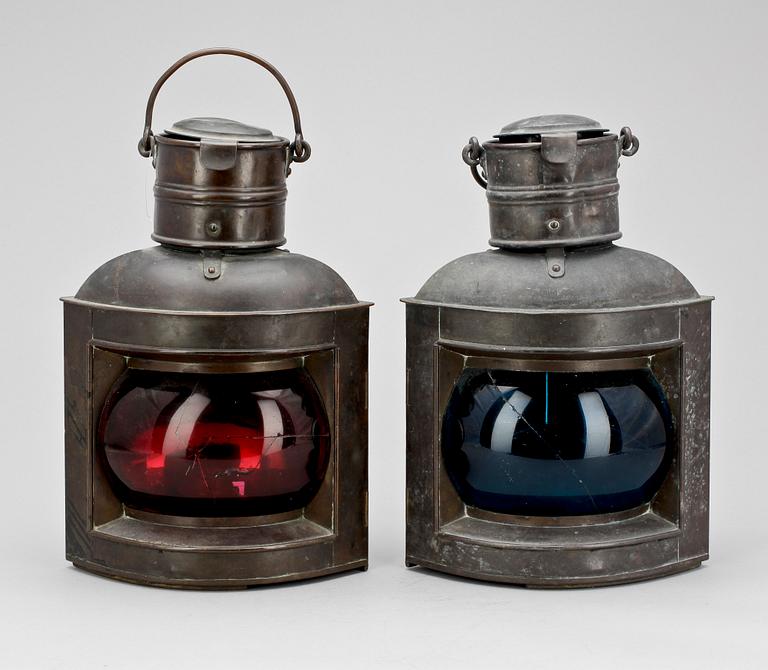 LANTERNOR, ett par, plåt, Karlskrona Lampfabrik.