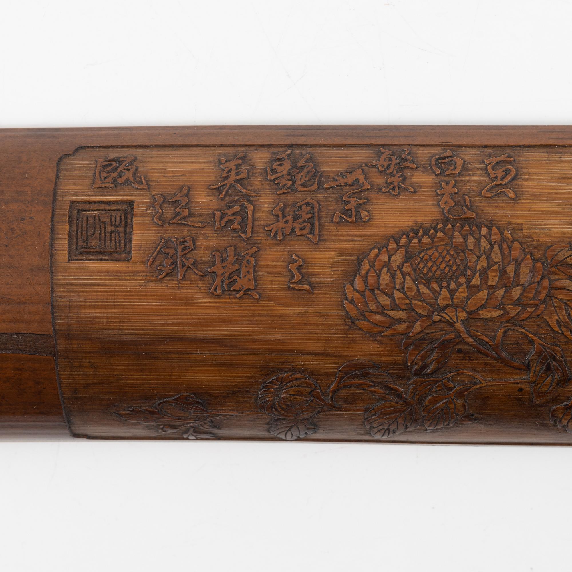 Two Chinese bamboo wrist-rests, 20th Century. - Bukowskis