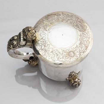 A Swedish 17th century parcel-gilt silver tankard, mark of Arvid Falck (active 1667-1691), Stockholm before 1689.