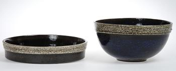 SKÅL samt FAT, stengods, Britt-Louise Sundell, Gustavsberg Studio.