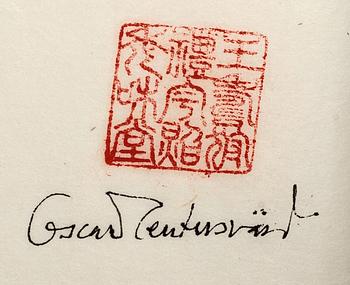 OSCAR REUTERSVÄRD, ink on paper, two pieces, signed.