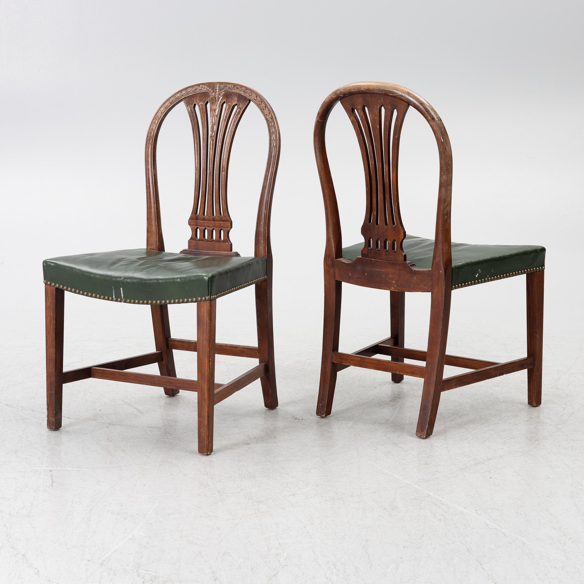 Six chairs, Gustavian style, mid-20th century.