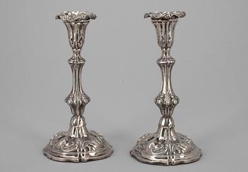 LJUSSTAKAR, ett par, silver, Per Adolf Ljunglöf, Stockholm 1851.