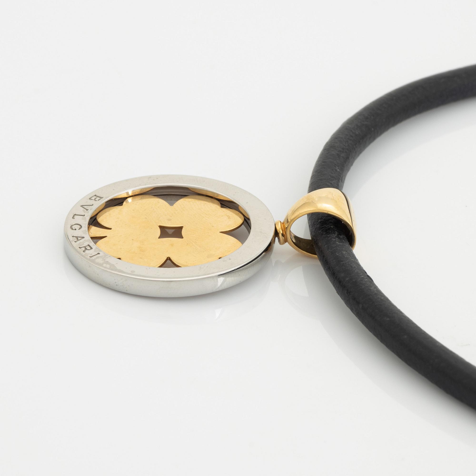 Bulgari, collier, 18K guld och stål, fyrklöver.