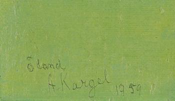Axel Kargel, olja på duk/papp-pannå, signerad och daterad Öland 1959.