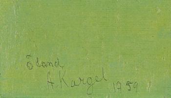 Axel Kargel, oil on canvas/papaer-panel, signed and dated Öland 1959.