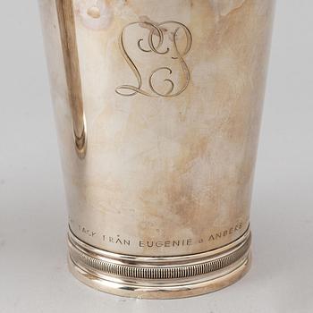 Bägare, 4 st, silver, Stockholm, bl a Atelier Borgila 1952.