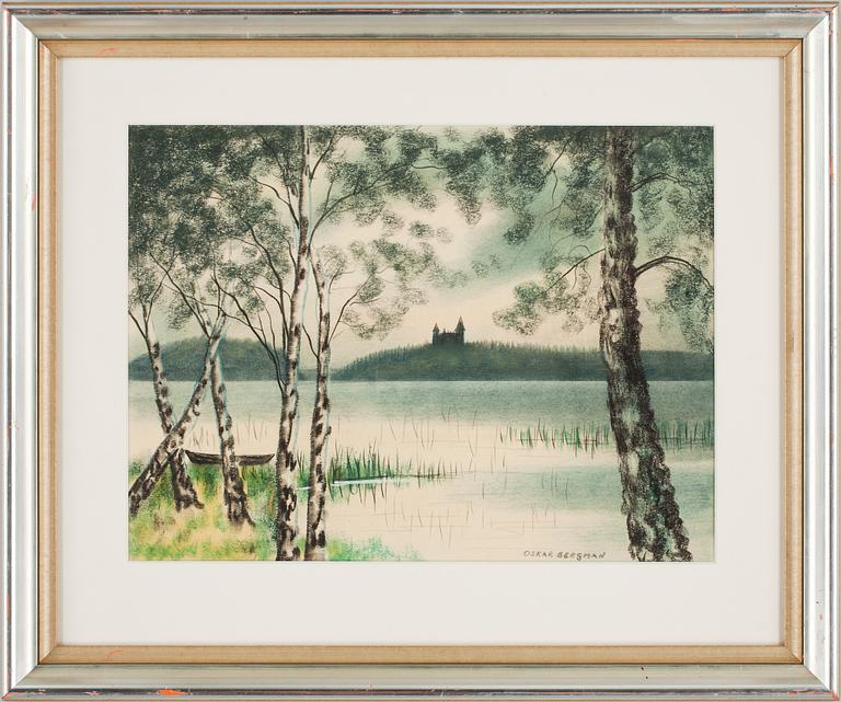 OSKAR BERGMAN, pastell, sign.