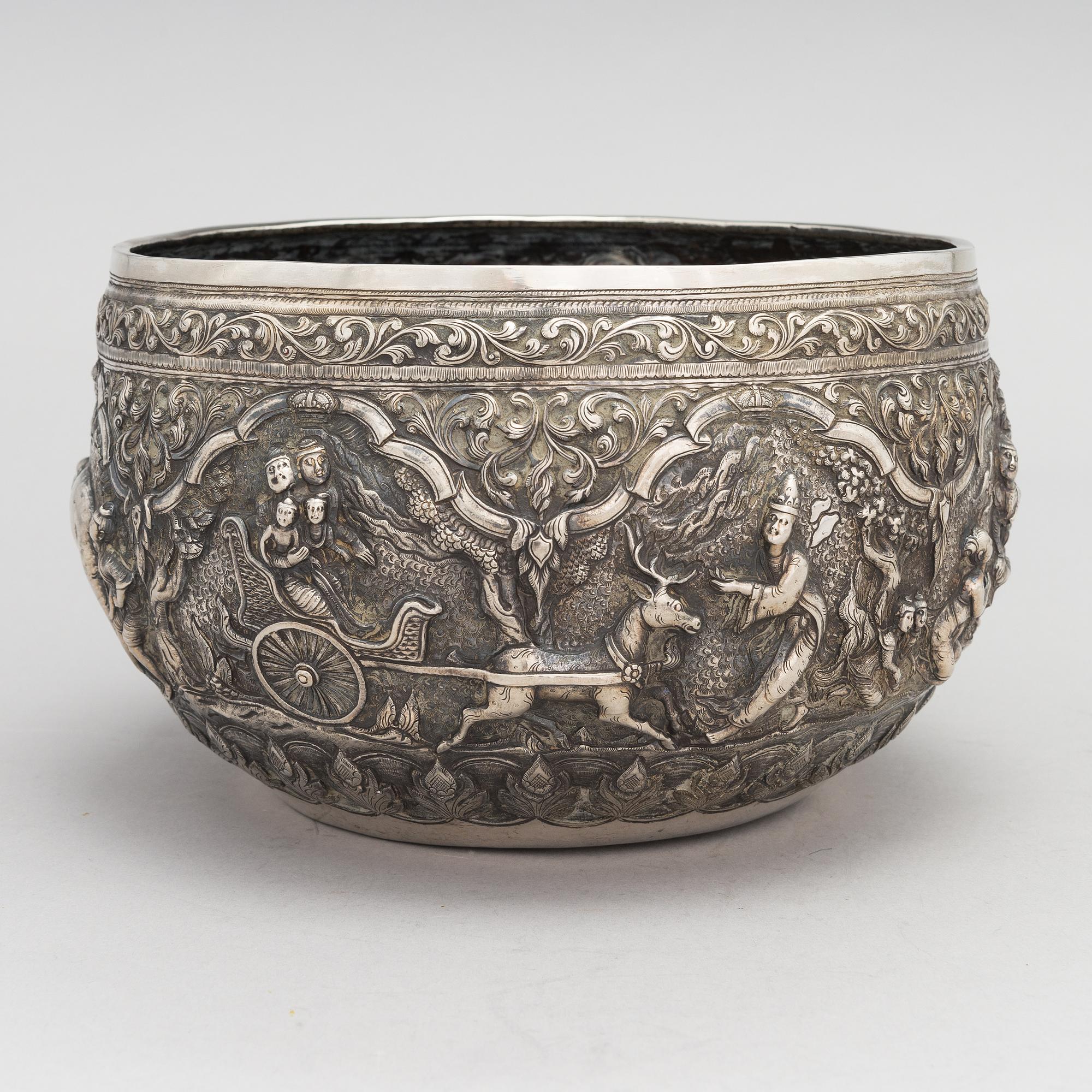 An early 20th-century silver bowl from Sri Lanka/ India.