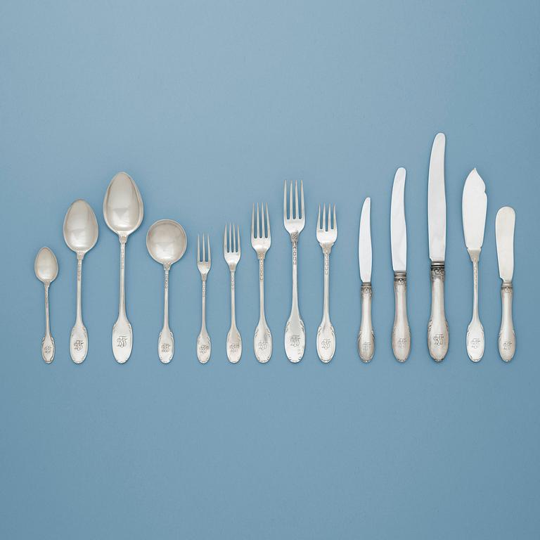 A Swedish 20th century silver 196 piece table-service, marks of W.A. Bolin, Stockholm 1952-1959.