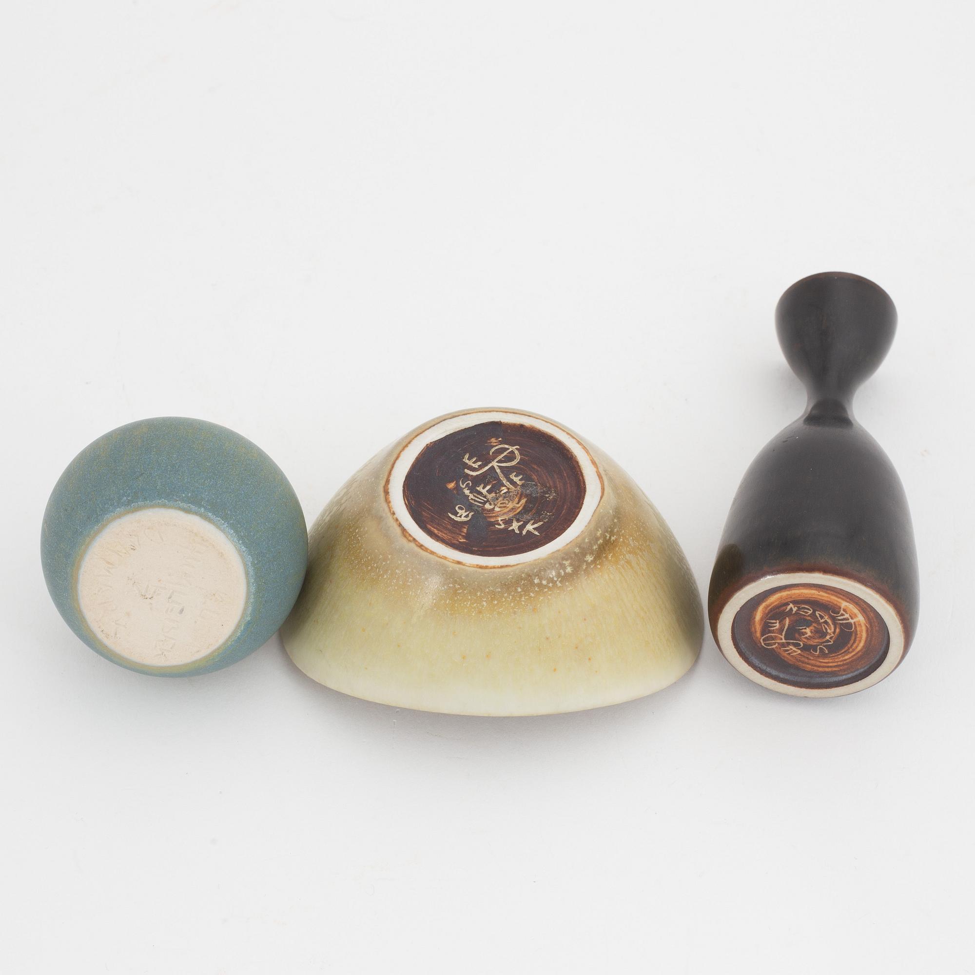 Gunnar Nylund &Carl Harry  セット Carl-Harry Stålhane, three stoneware vases and a bowl, Gunnar