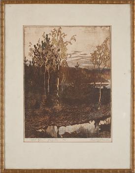 Elsa Björkman-Goldschmidt · ELSA BJÖRKMAN, träsnitt/kolorerad, sign.