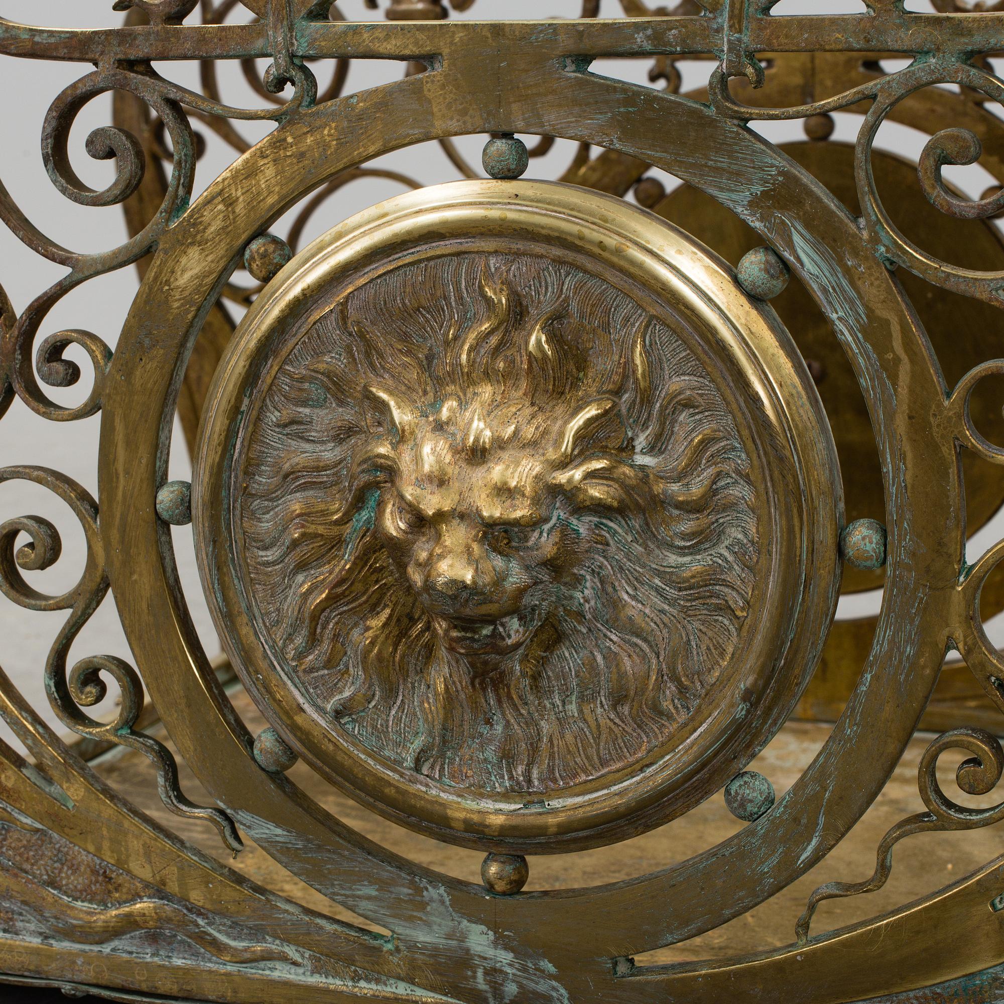 A French late 19th century brass firewood rack / fireplace log holder.