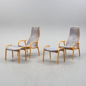 YNGVE EKSTRÖM, a pair of 'Lamino' easy chair and stools from Swedese.