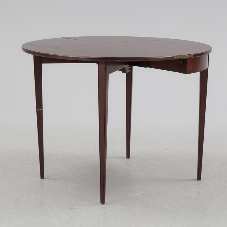 SIDE TABLE / FOLDING DINNER DEMI LUNE TABLE, mahogany, 20th century.