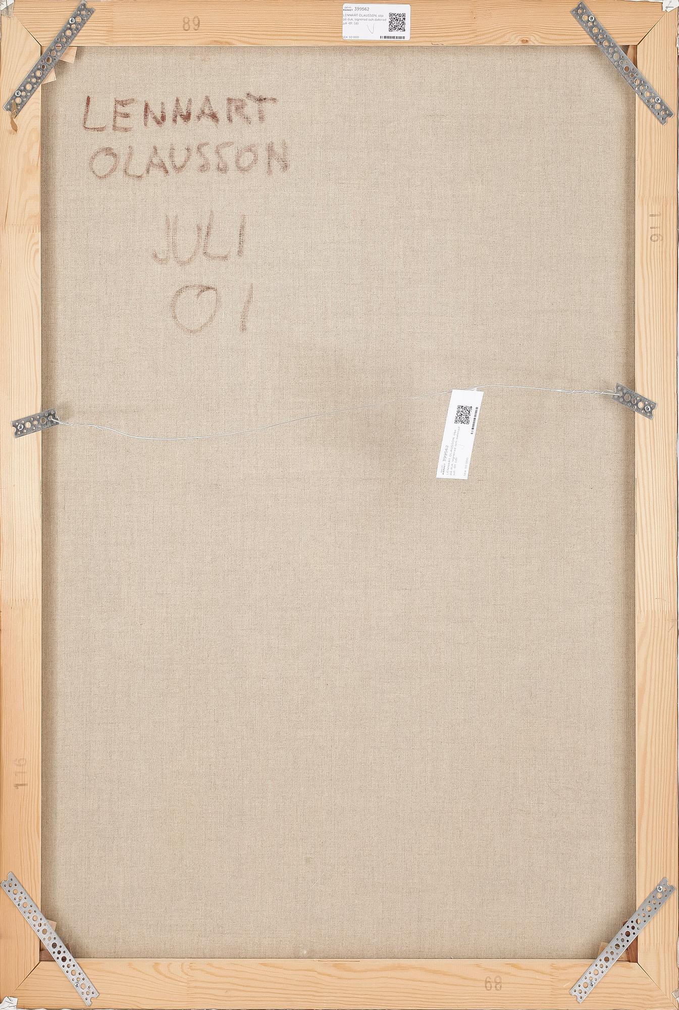 LENNART OLAUSSON, olja på duk, signerad och daterad juli -01.