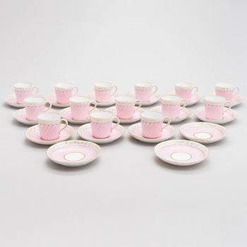 A Russian 18-piece coffee set in porcelain from M.S. Kuznetsov, manufactured in Riga, Russia 1864-1880.