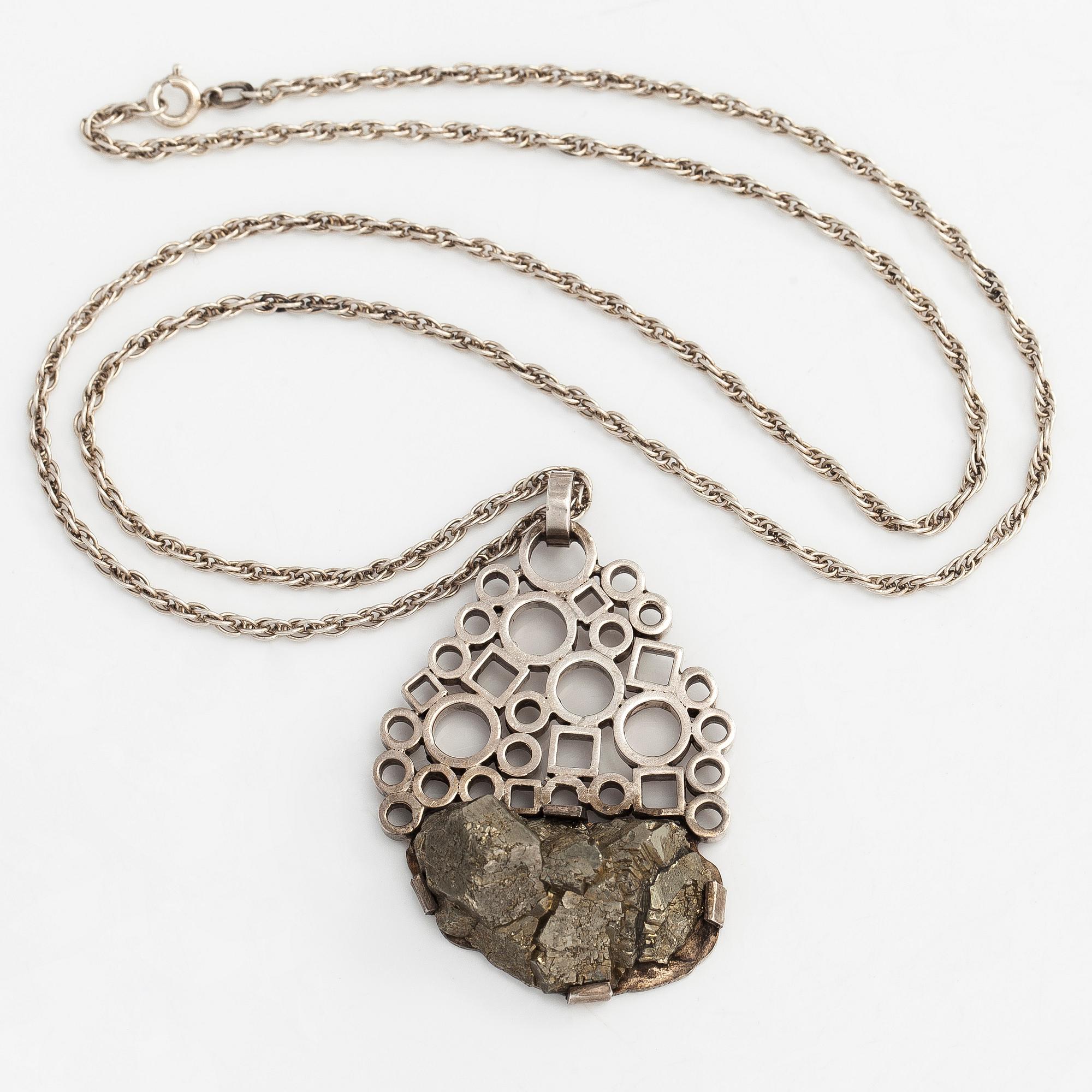 Waldemar Jonsson, hänge, silver och pyrit, Skara, 1969.