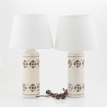 A pair of stoneware tablelamps, Bitossi for Bergboms, Sweden, 1970's.