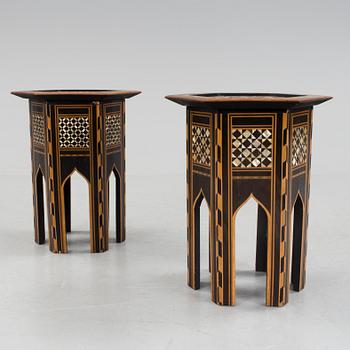 A pair of side tables with mother-of-pearl inlay, Ottoman empire first half of the 20th Century.