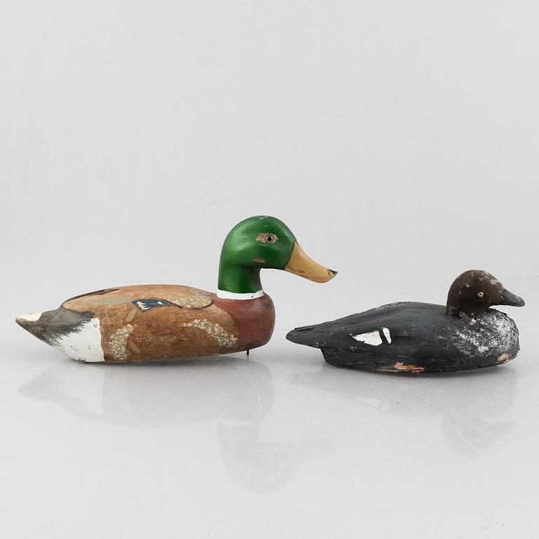 A set of six wooden duck decoys, 20th century.
