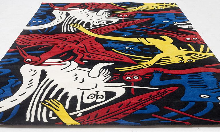 Carl Johan De Geer, matta, "Monster, Mondrian", handtuftad, ca 300 x 200 cm, signerad o numrerad.