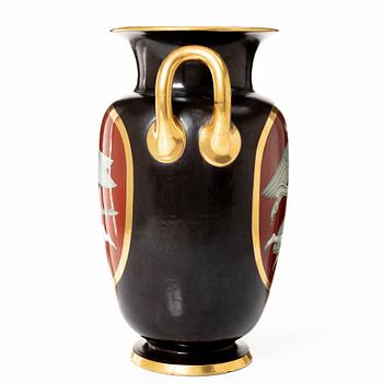 A large Swedish porcelain urn, Gustavsberg, 1866.