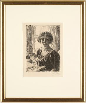 Anders Zorn · ANDERS ZORN, etsning, "Kronprinsessan Margareta", 1914.