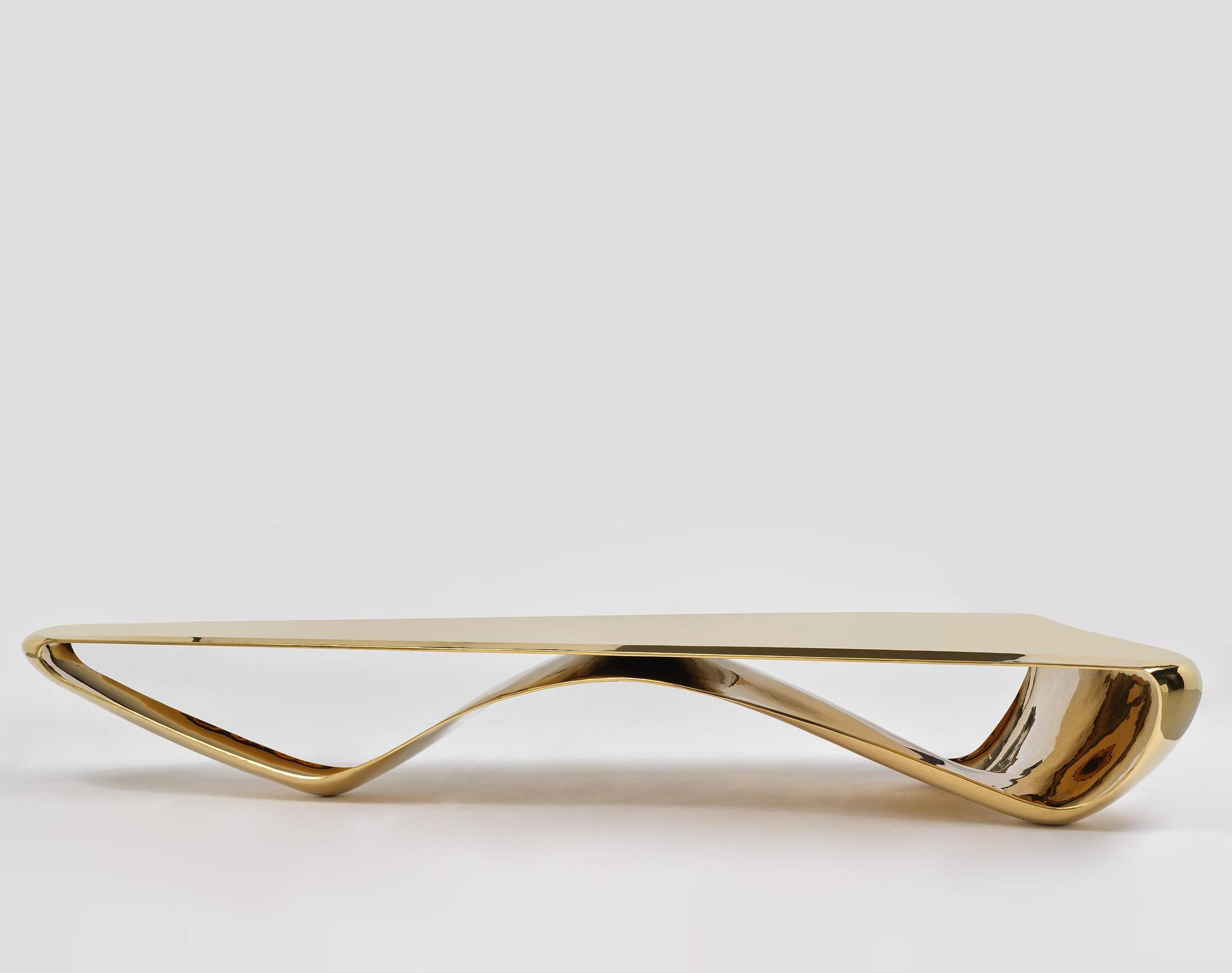 Johan Jonsson, soffbord/skulptur, "Luscious P1 Series" (Golden Table Edition), prototyp 1/2, 2010-2012.