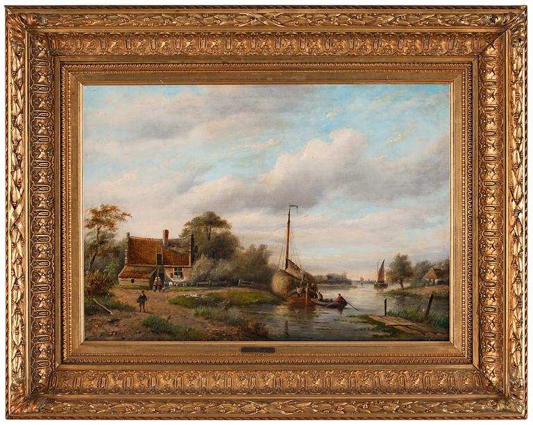 Jan Jacob Spohler, Dutch landscape with a river.