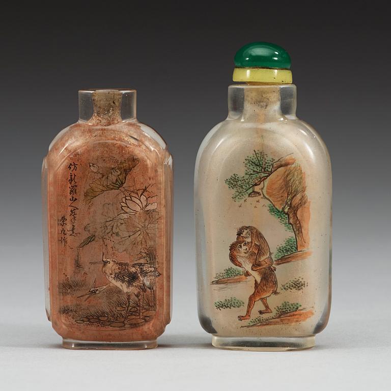 Two inside painted snuff bottles, inscribed Rongjiu, circa 1900.