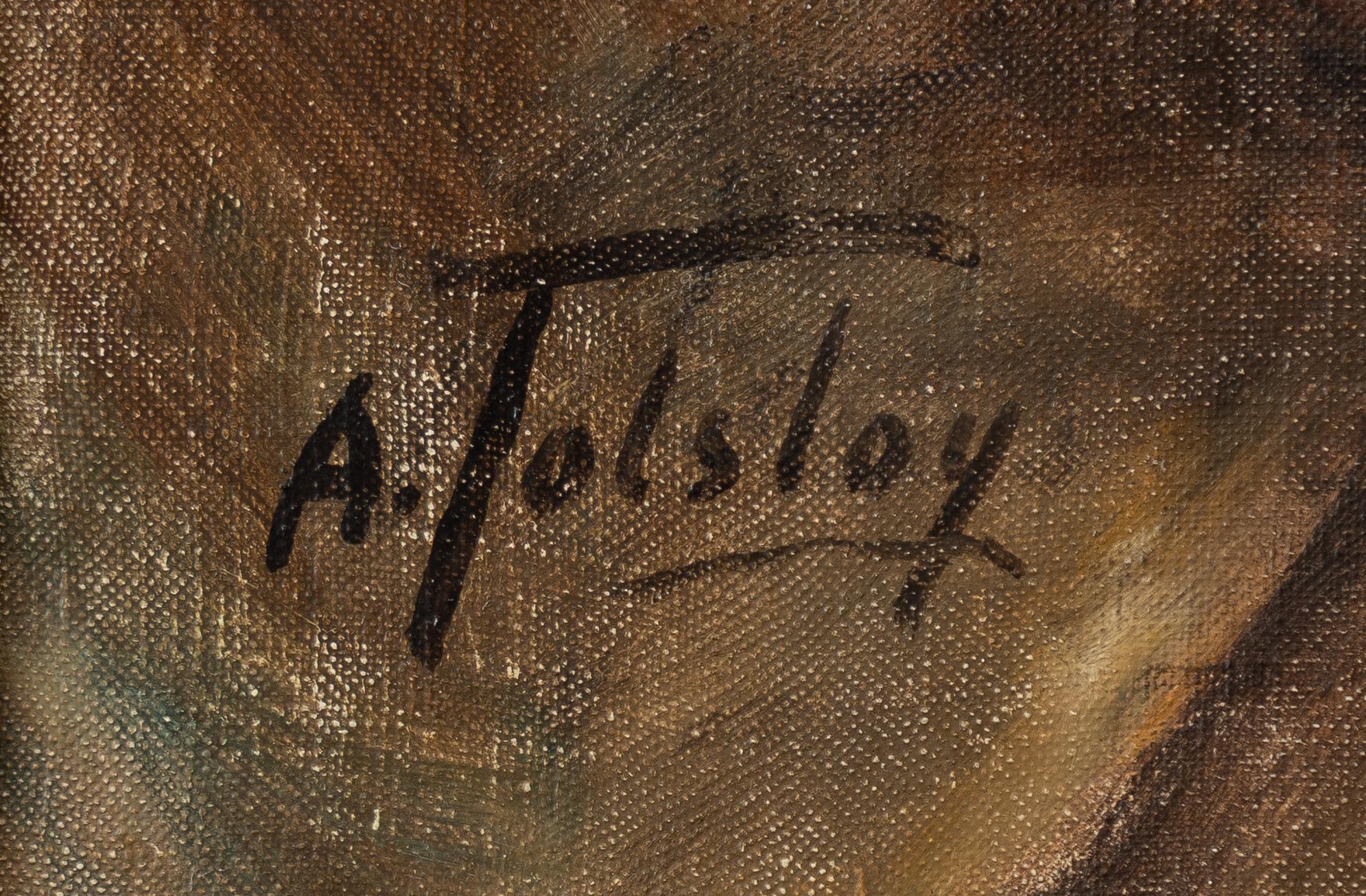 Alexander Tolstoy, At the spinning wheel.