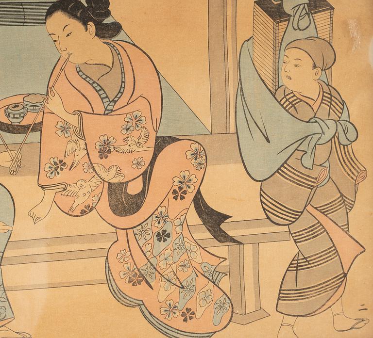 Okumura Masanobu, troligen efter, färgträsnitt, Japan, 1800-tal.