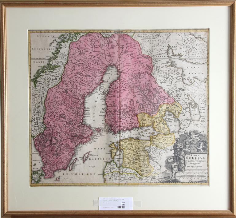 KARTA, kolorerad, Joh Bap Homann " REGNI SUECIAE".
