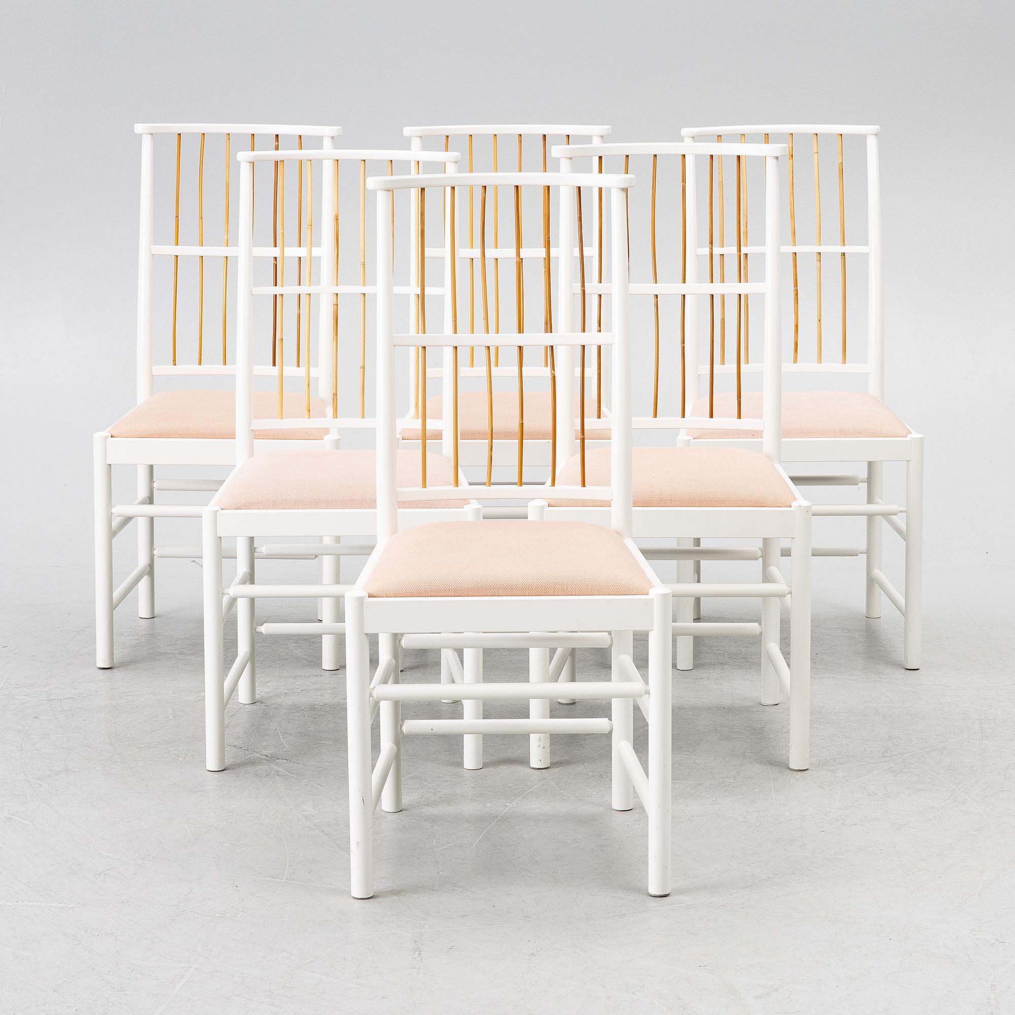 Josef Frank, chairs, 6 pcs, model B 2025, Svenskt Tenn, after 1985.