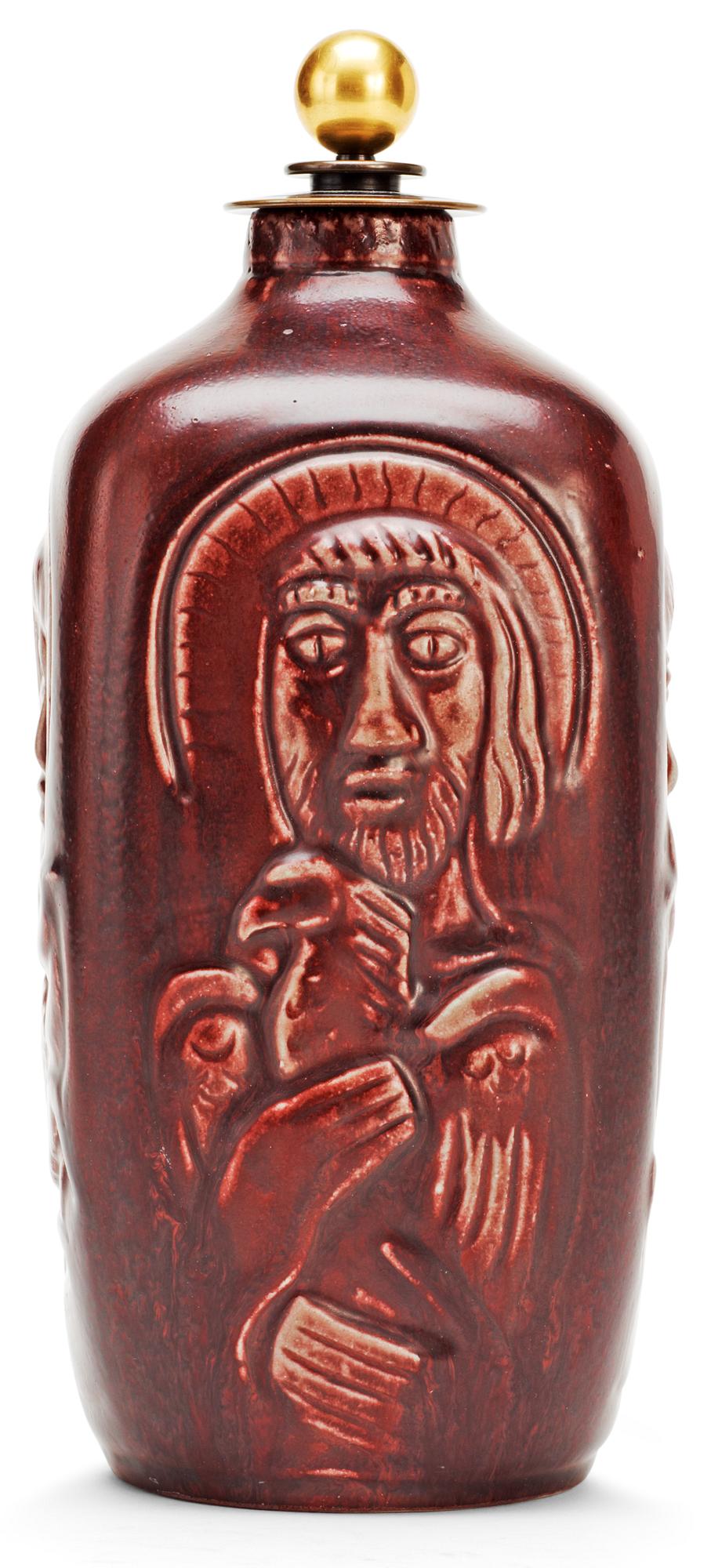 A Jais Nielsen stoneware lidded urn, Royal Copenhagen, Denmark 1953.