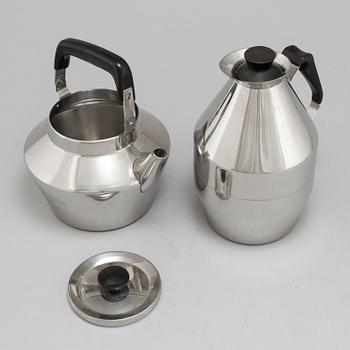 SIGVARD BERNADOTTE, kaffe- och tekanna, rostfritt stål och bakelit, Moderna Kök, 1900-talets mitt.