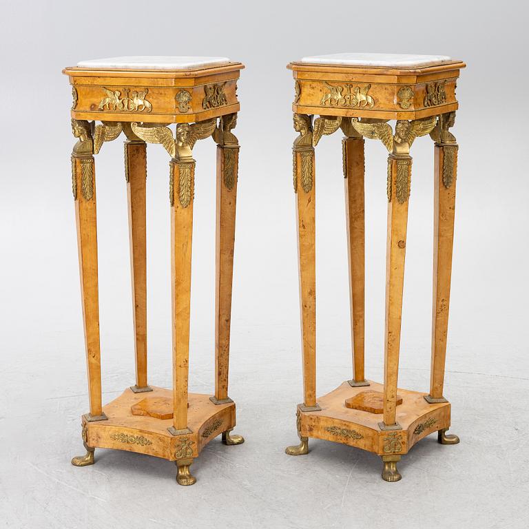 Pedestals, a pair, Empire style, around the year 2000.