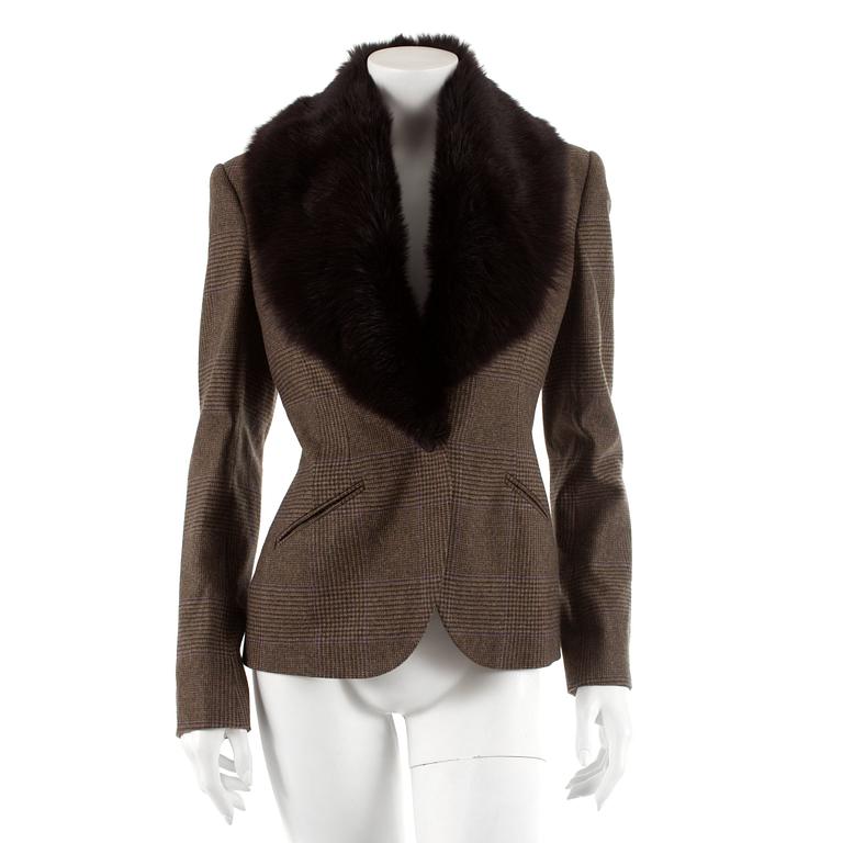 RALPH LAUREN, kavaj med löstagbar pälskrage, enligt etikett storlek 8.