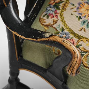 A pair of Swedish rococo armchairs, Stockholm, later part 18th century.