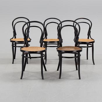 Five Thonet chairs, early 20th century.