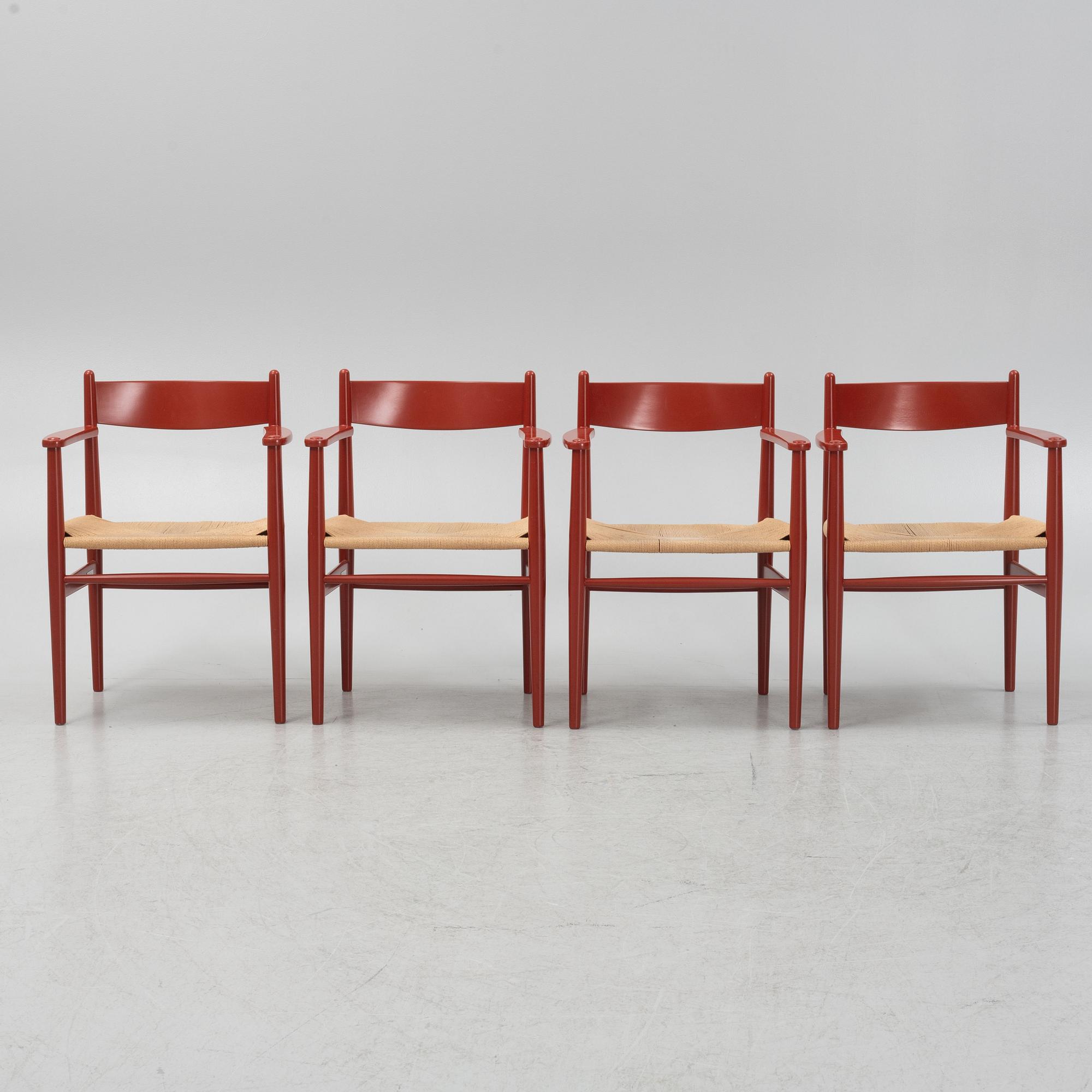 A set of  four "CH37" armchairs by Hans J Wegner for Carl Hansen & Søn, Denmark.