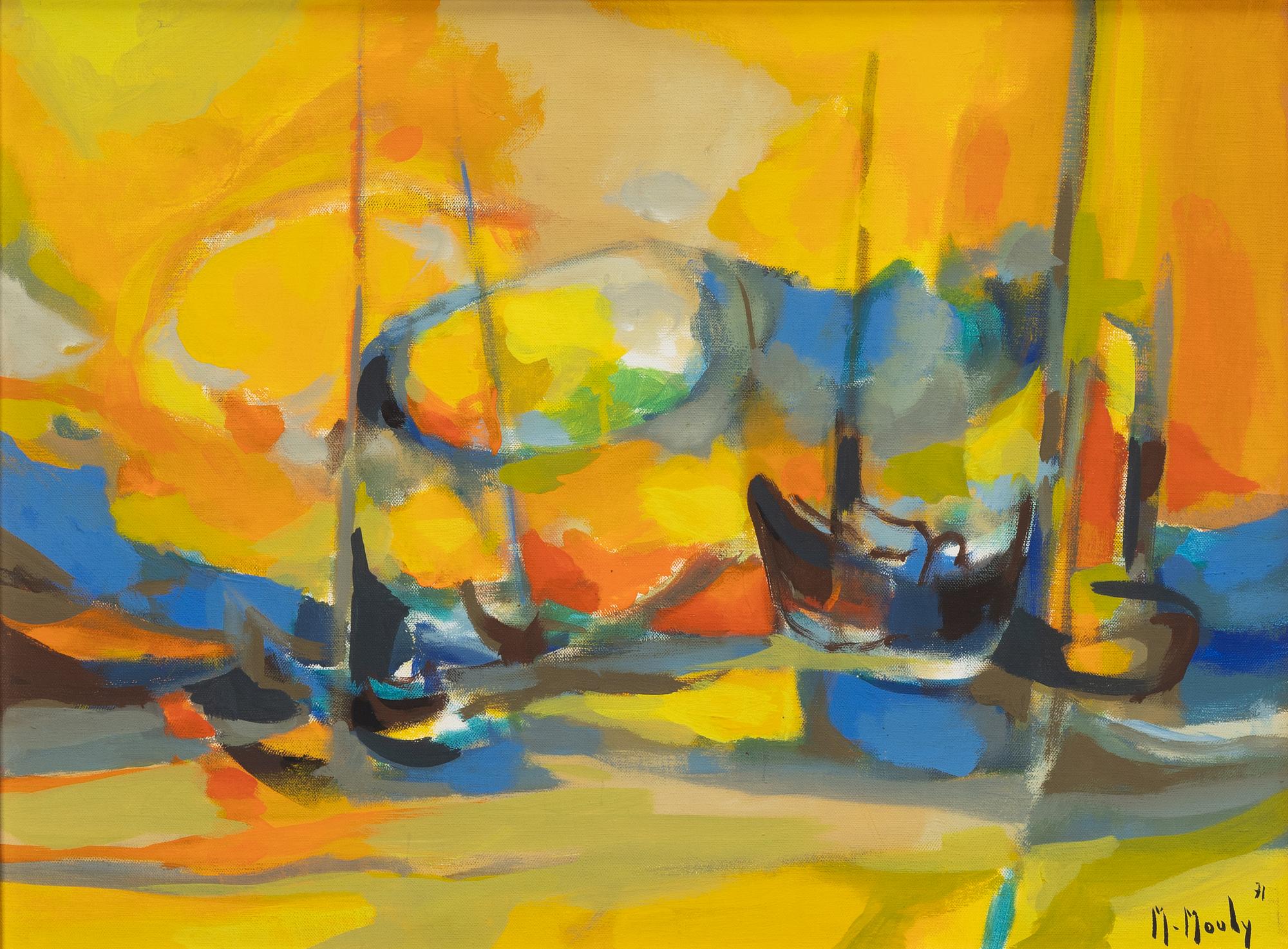 Marcel Mouly, "Barques au ciel jaune".