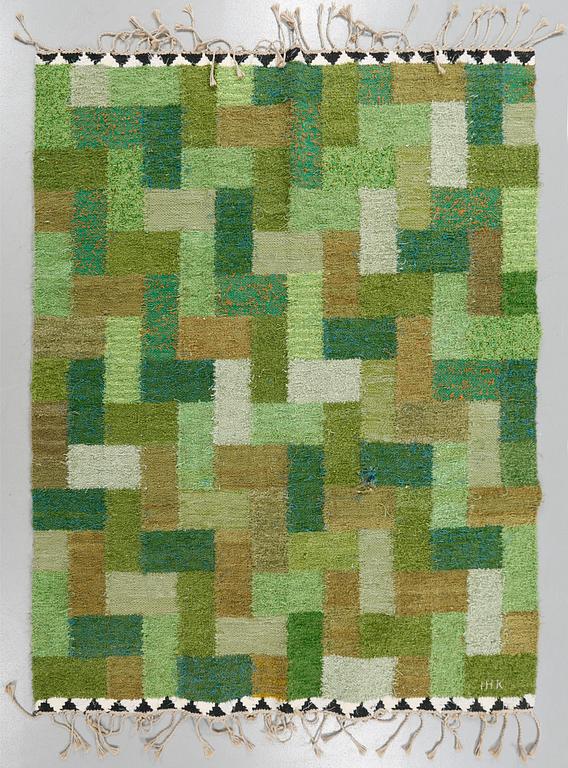INGRID HELLMAN-KNAFVE , rag rug, signed IHK, 1960/70s.