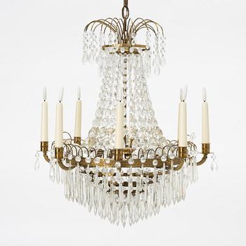 An Empire style chandelier, mid 20th century.